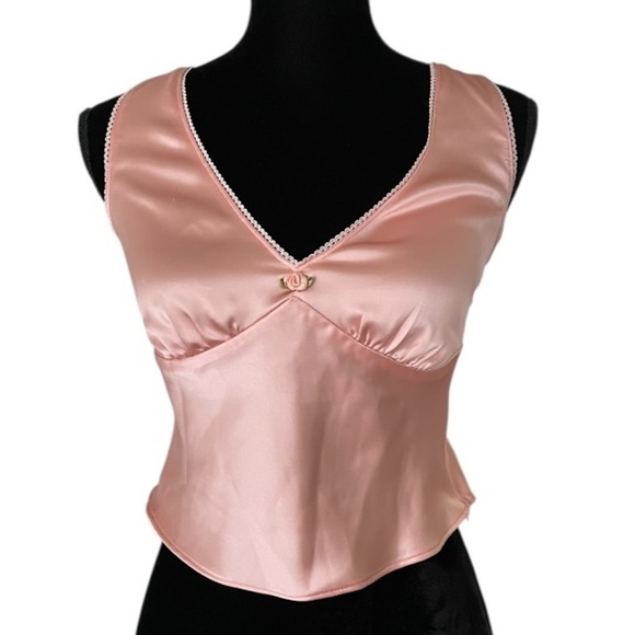 wild fable Tops - Wild Fable Satin Pink Sleeveless Babydoll Cami XS Fairy Rose Y2K Coquette Peach